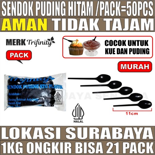 Sendok Puding STG Hitam Pack 50pcs Sendok Teh