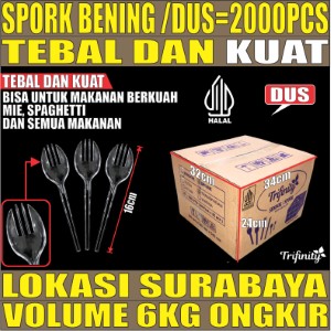 Spork Bening Dus 2in1 Trifinity Tebal Kuat 2000pcs Halal tjs