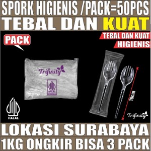 Spork Higienis Bening Pack Steril Trifinity 50pcs Halal