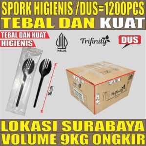 Spork Higienis Hitam Dus Steril 1200pcs Halal tjs