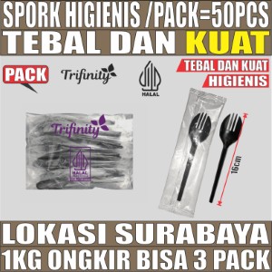 Spork Higienis Hitam Pack Steril 50pcs Halal