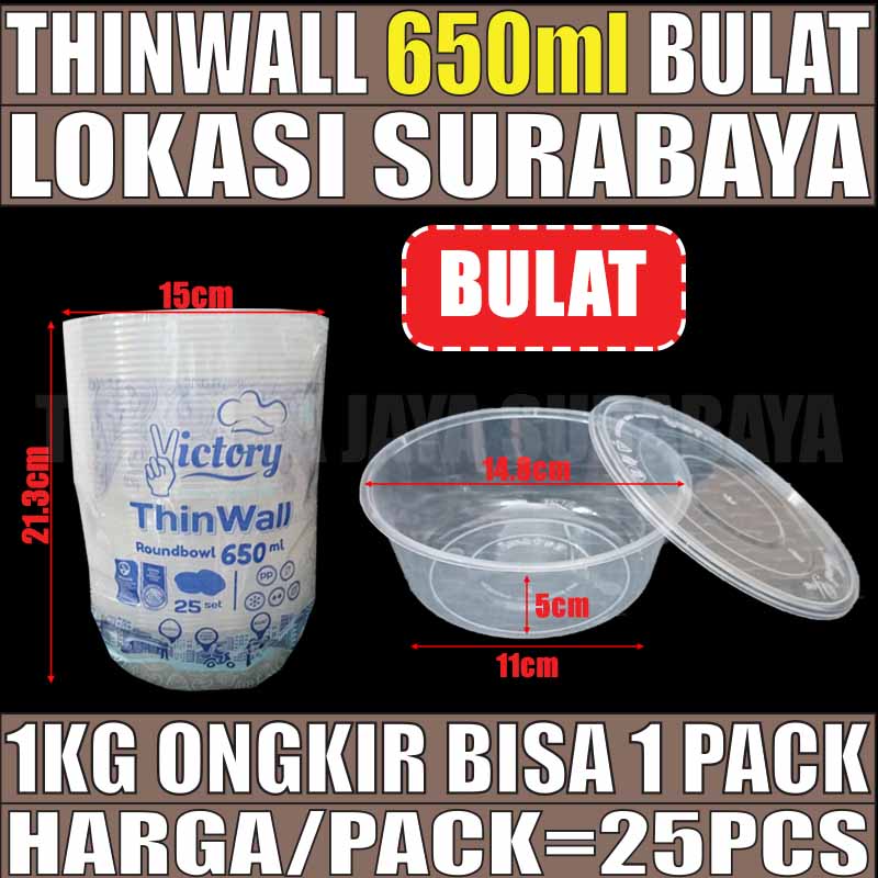 Thinwall Bulat 650ml Pack 25pcs Victory