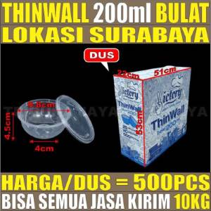 Thinwall Bulat 200ml Dus 500pcs Victory Tebal 8.4gr vct