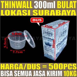 Thinwall Bulat 300ml Dus 500pcs Victory Tebal 10.5gr vct