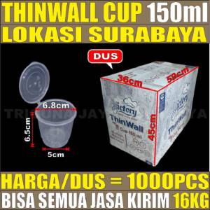 Thinwall Cup 150ml Dus 1000pcs Tebal 7.2gr Victory vct