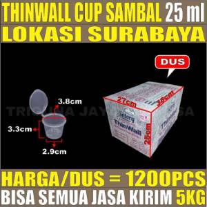 Thinwall Cup 25ml Dus 1200pcs Tebal 1.96gr Tutup Rapat Victory vct