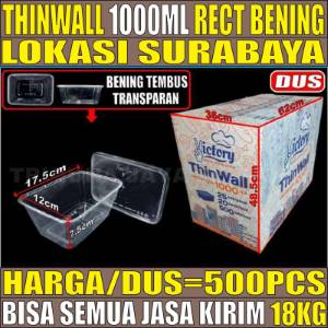 Thinwall Rect 1000ml Dus Victory 500pcs Tebal 28.9gr vct
