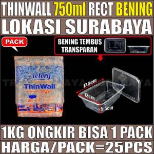 Thinwall Rect 750ml Bening Pack 25pcs Victory