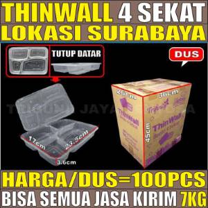 Thinwall 4 sekat Rata Dus 100pcs Trifinity Tebal 40gr vct