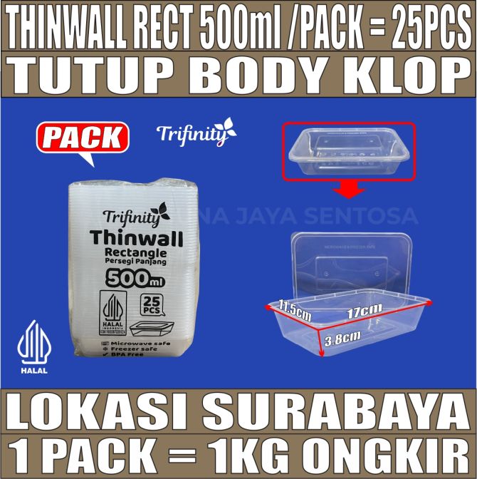 Thinwall Trifinity Rect 500ml Pack 25pcs