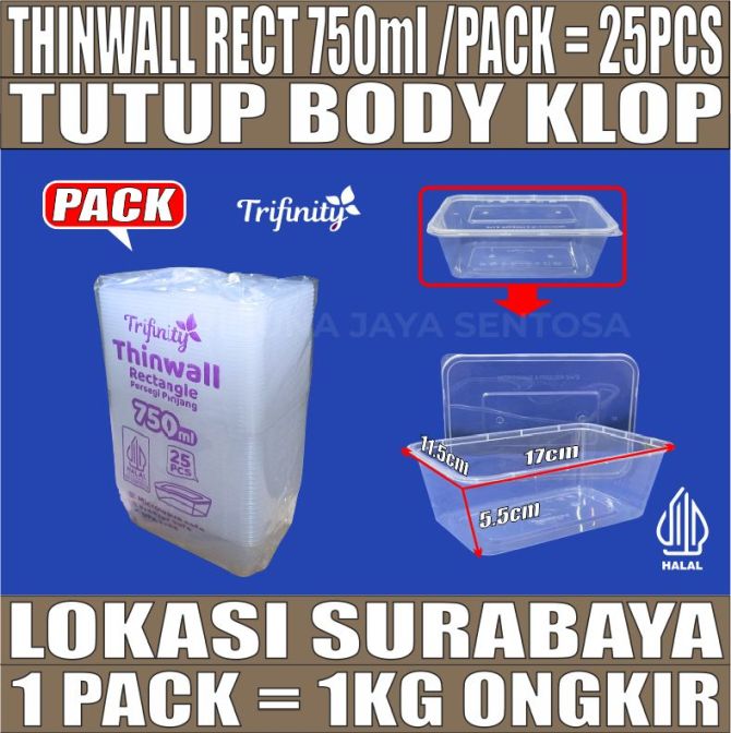 Thinwall Trifinity Rect 750ml Pack