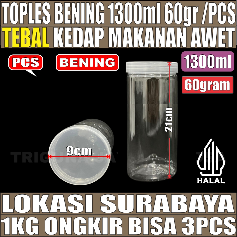 Toples 1300ml Per 1pcs Jar Silinder Bening Pet