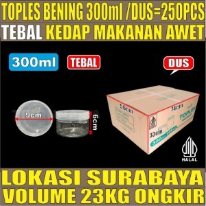Toples 300ml DUS 250pcs 35GR Jar Silinder Bening Pet tjs