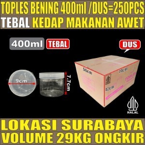 Toples 400ml DUS 250pcs 35GR Jar Silinder Bening Pet tjs