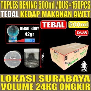 Toples 500ml DUS 150pcs 42GR Jar Silinder Bening Pet tjs