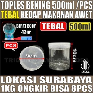 Toples 500ml Per 1 Pcs 42gr Jar Silinder Bening Pet