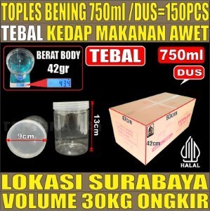 Toples 750ml DUS 150pcs 42GR Jar Silinder Bening Pet tjs