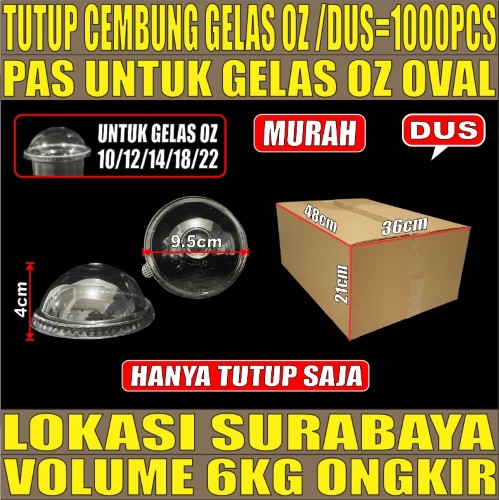 Tutup Cembung Dus 1000pcs Utk Gelas Oz Oval ori