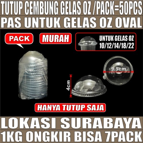 Tutup Cembung Pack 50pcs Utk Gelas Oz Oval