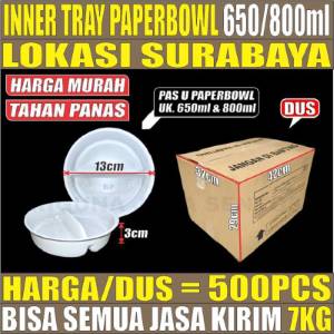 Inner Tray Sekat 2 Bowl 650 n 800ml Hips Tahan Panas Dus 500pcs tms