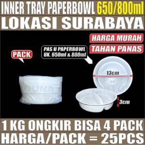 Inner Tray Sekat 2 Bowl 650 n 800ml Per Pack 25pcs
