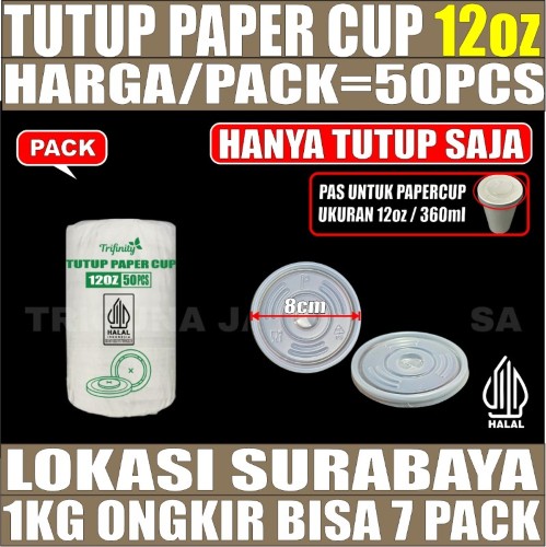 Tutup Paper Cup 12oz Pack 50pcs