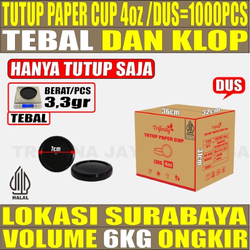 Tutup Paper Cup 4oz Dus 1000pcs Halal tms