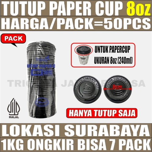 Tutup Paper Cup 8oz Pack 50pcs
