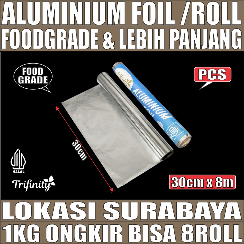 Aluminium foil 30cmx8mtr Per 1 Roll