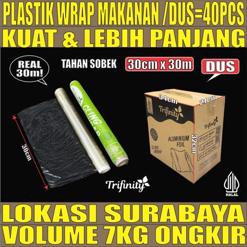 Plastik wrapping 30cmx30mtr Dus 40roll Trifinity wrap tjs